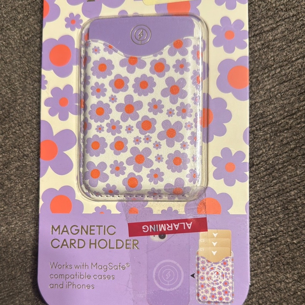 Purple and Orange Protective Phone Case with Magnetic Card Holder